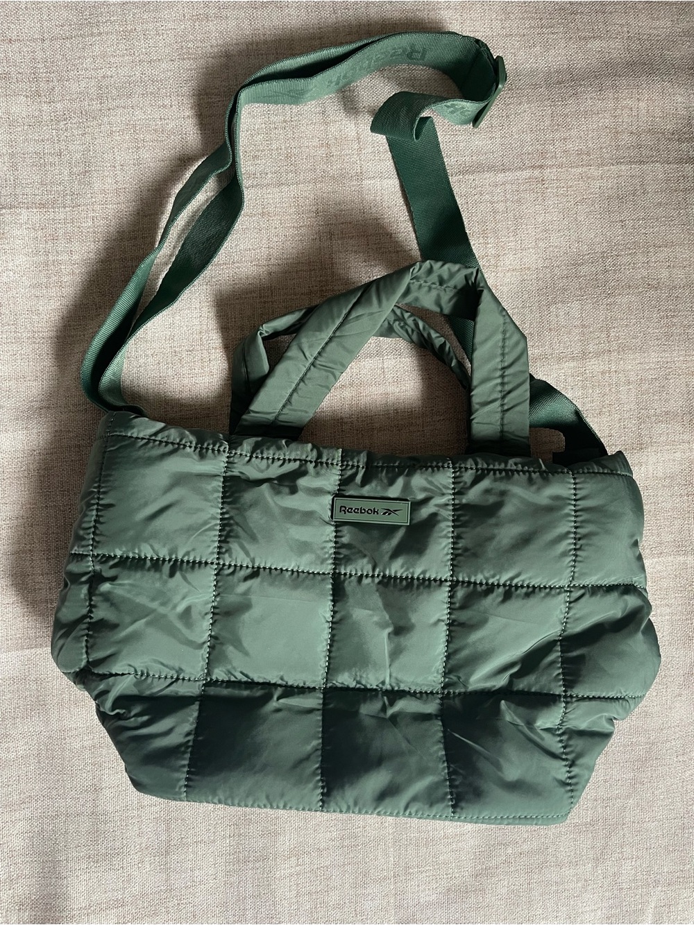 Reebok Quilted Forest Green Tote with Adjustable Strap